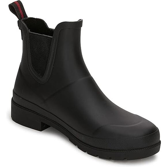 Tretorn Lara Lined Faux Fur Lined Chelsea Rain Booties Black Women's Size 10 US - Picture 1 of 7